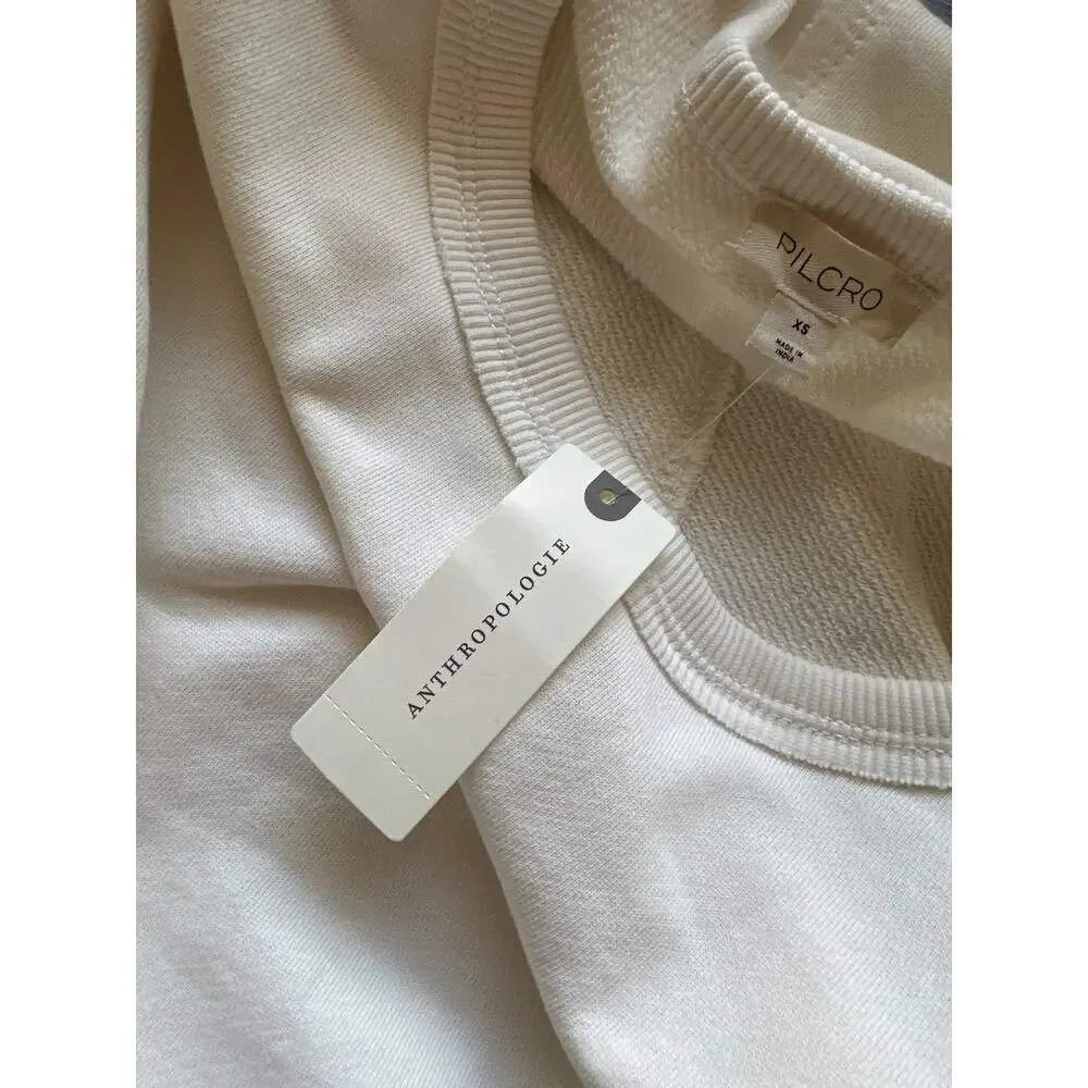 Pilcro Anthropologie NWT Crop Sweatshirt Cable Knit Sweater Sleeve Oversized XS